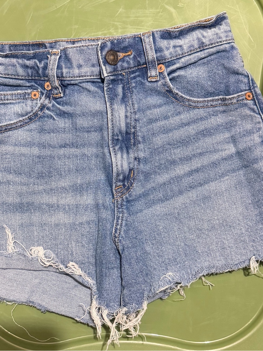 American Eagle Outfitters Light Blue Distressed Denim Shorts